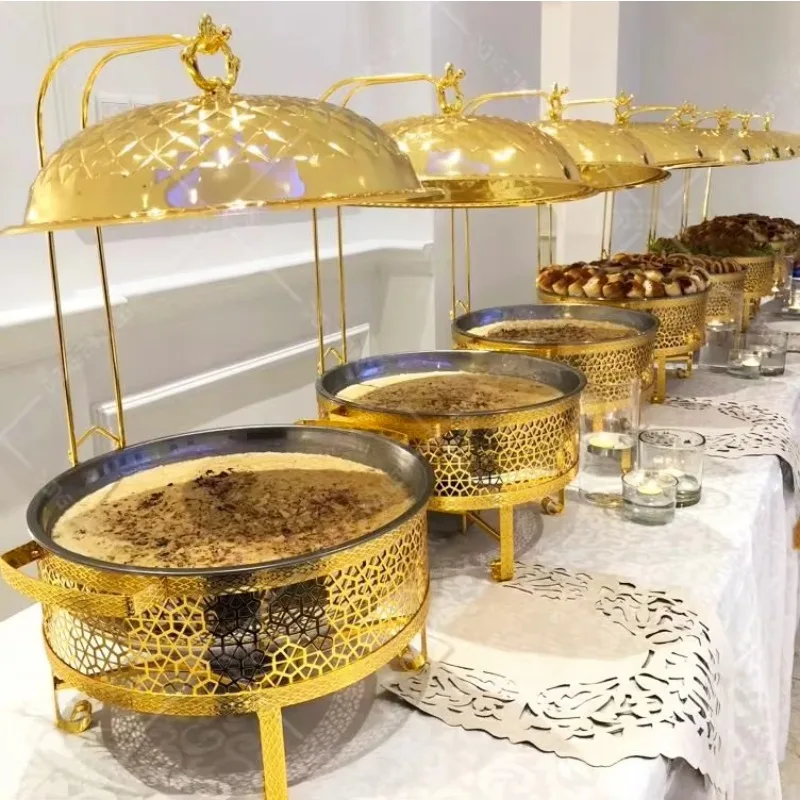 Kitchen Restaurant Stainless Steel Hot Pot Hotel Food Warmer Catering Supplies Buffet Gold Hang 4.5L Luxury Hot Pot
