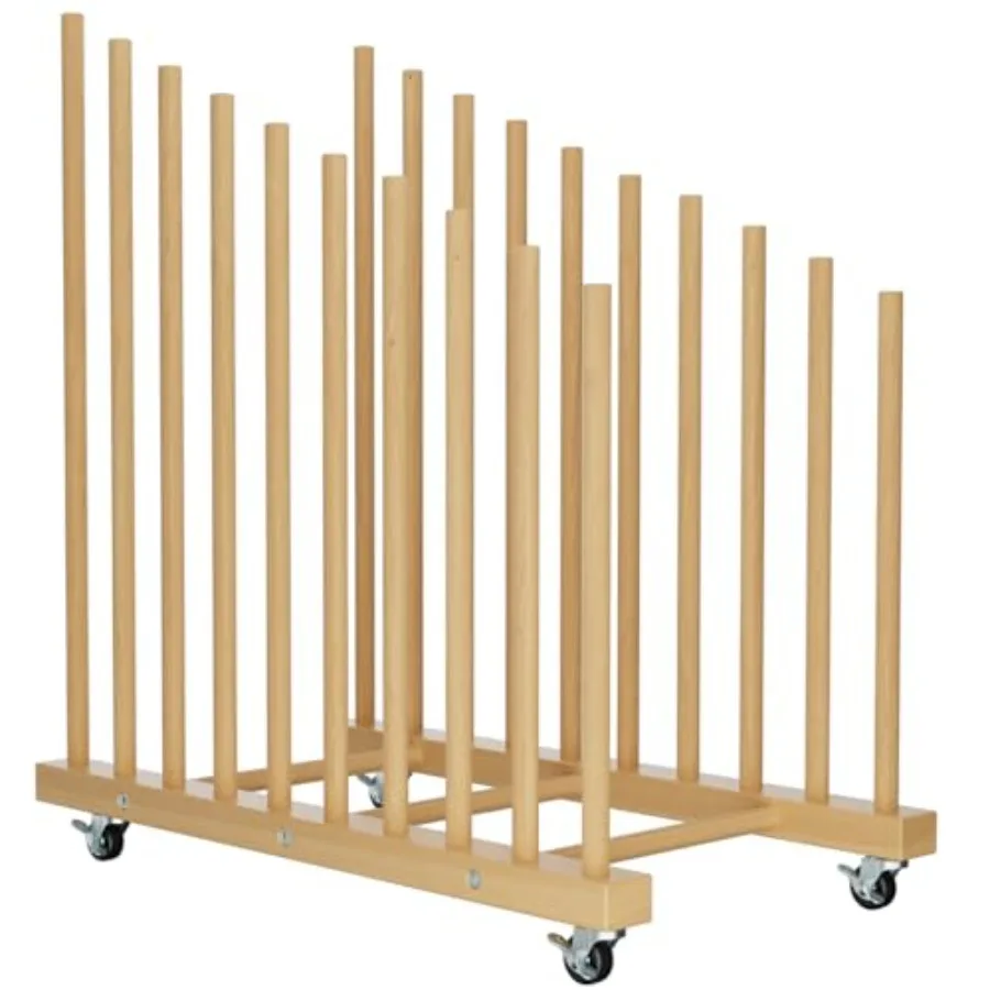 

Стеллаж для хранения художественных принадлежностей на колесиках, 9 секций, деревянный, для холстов, рамок, досок для рисования, печатных материалов и бумажных блоков