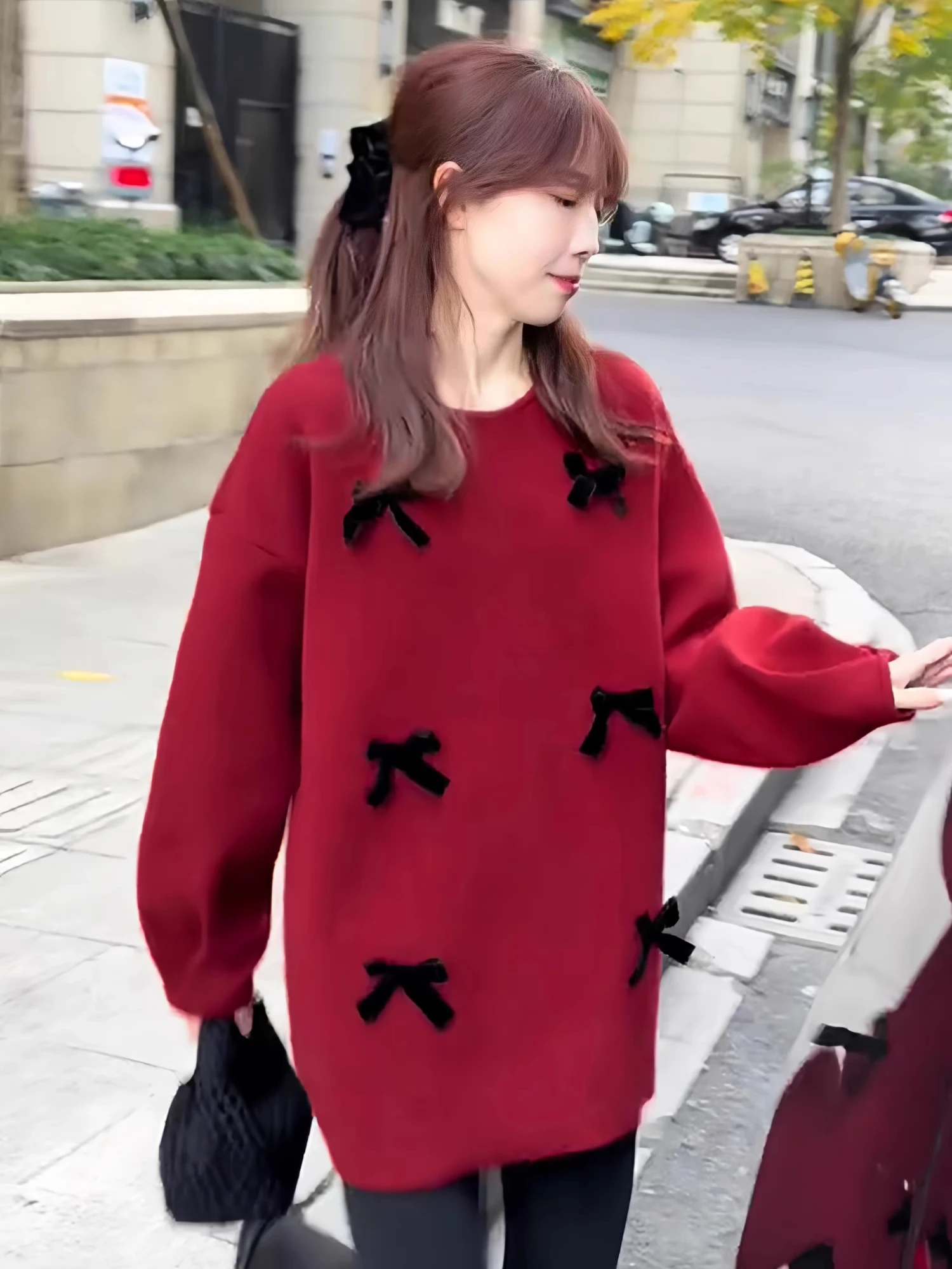 Suéter Rojo de Punto para Mujer, Capa Base, Estilo Casual, Invierno, Año Nuevo, Moderno, Cálido, ueso, Manga Larga, Cuello ...