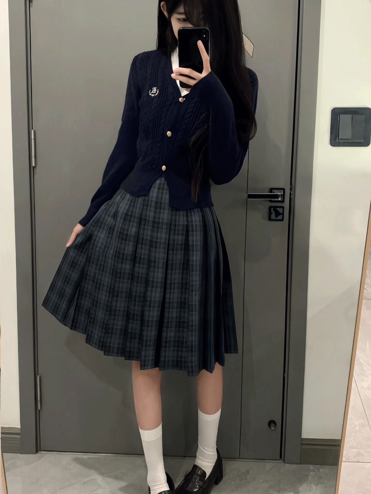 Falda JK japonesa original hasta la rodilla con estampado de algas marinas, versátil para las temporadas de otoño e invierno, moda femenina.