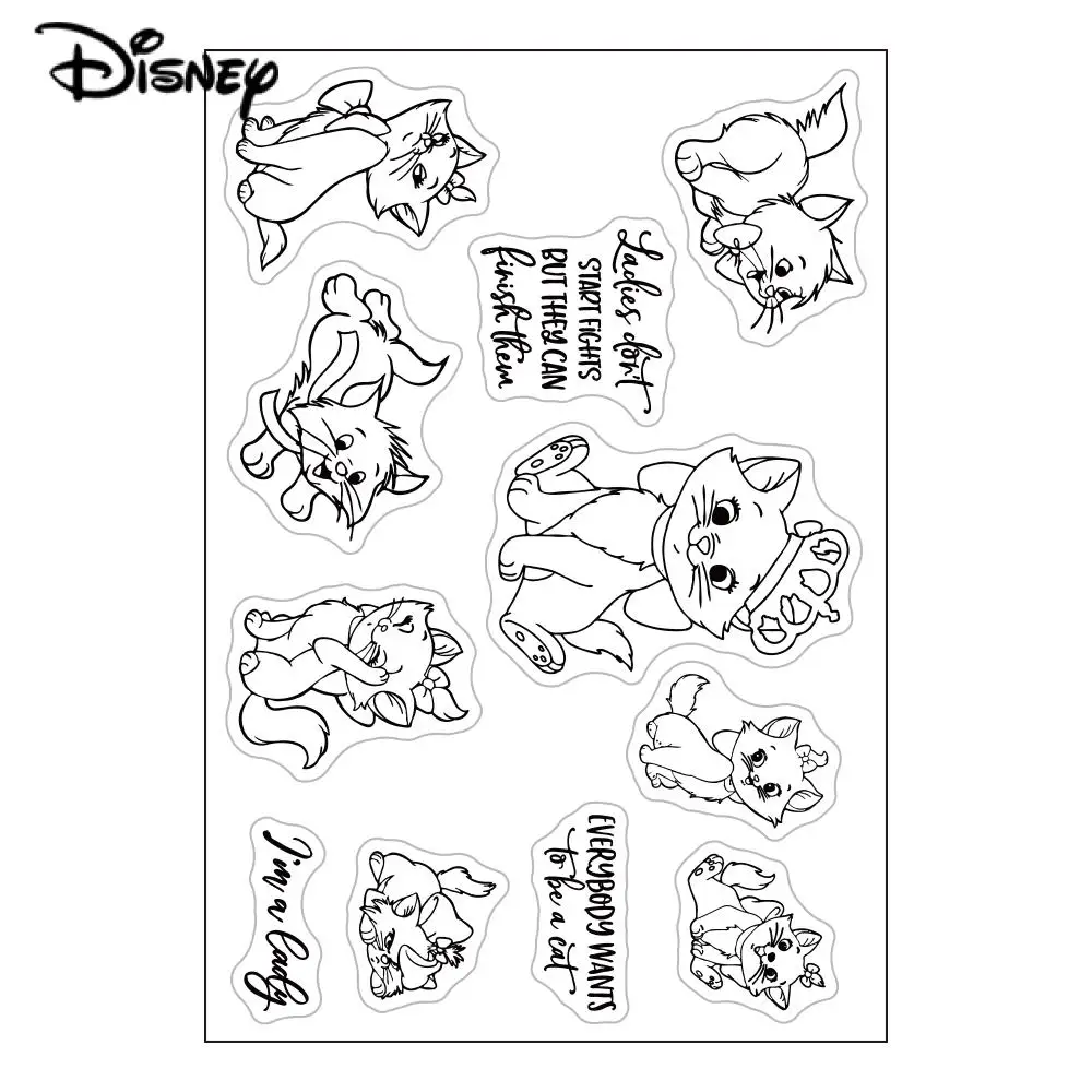 Disney The Aristocats Transparent Clear Silicone Stamps Marie Cat Sentiments for Diy Scrapbooking/card Making/kids Crafts Decor