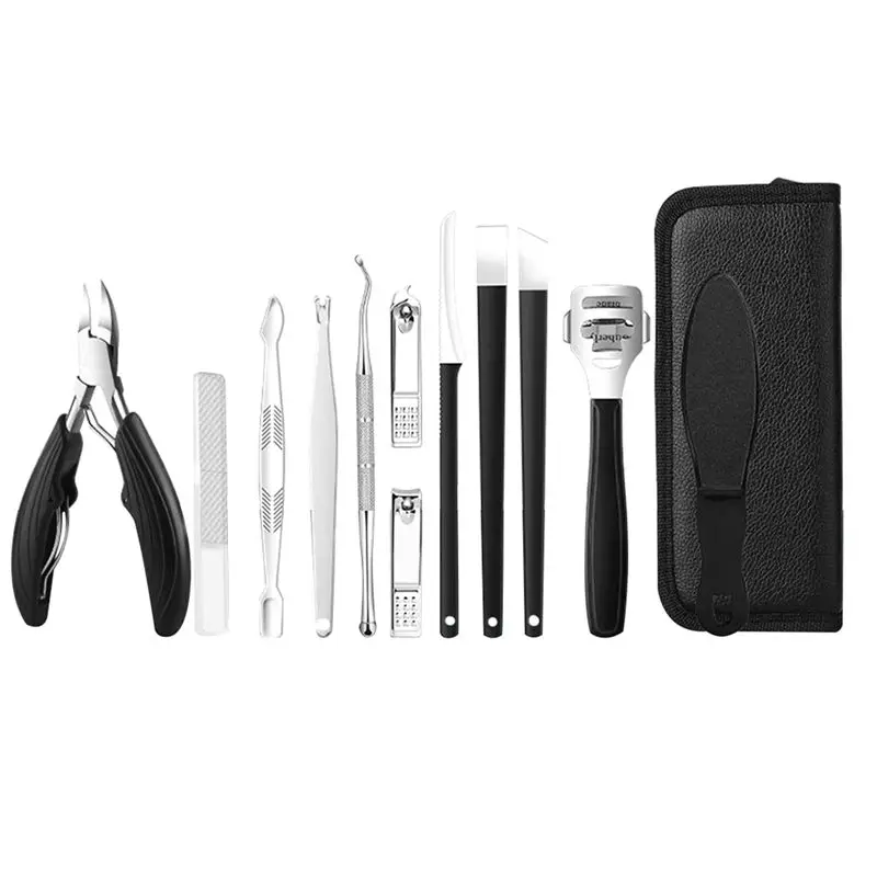 A56K 12PCS Toe Nail Clippers Cutter Ingrown Toenail Tool Thick Nail Dead Skin Dirt Remover Super Curved Blade Nail Tool