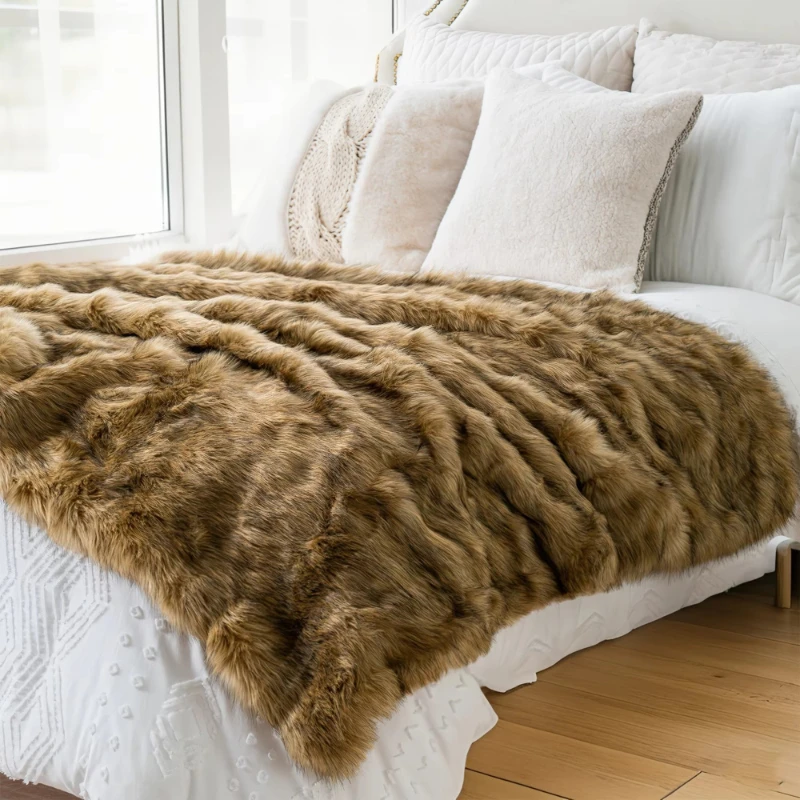 

Luxurious, comfortable, soft and fluffy winter sofa blankets, indulge in plush perfect, fox fur blankets