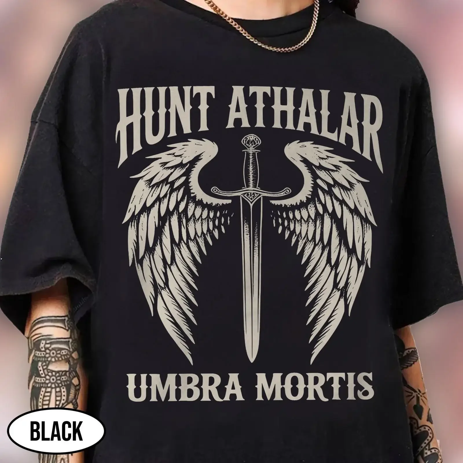 Vintage Hunt Athalar Umbra Mortis T Shirt Crescent City Inspired Book Lover  vintage Washed Top For Everyday Wear Unisex Casual