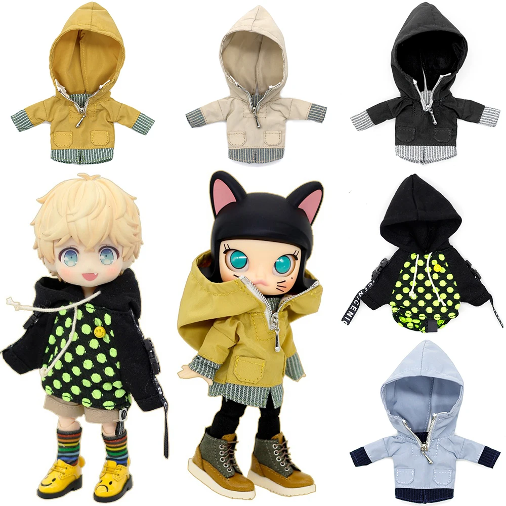 New Suki OB11 Zip Hoodie Clothes Halloweenhigh collar sweater Jacket Set for Obitsu11, GSC Body, YMY, Body9,1/12bjd Shoes Doll