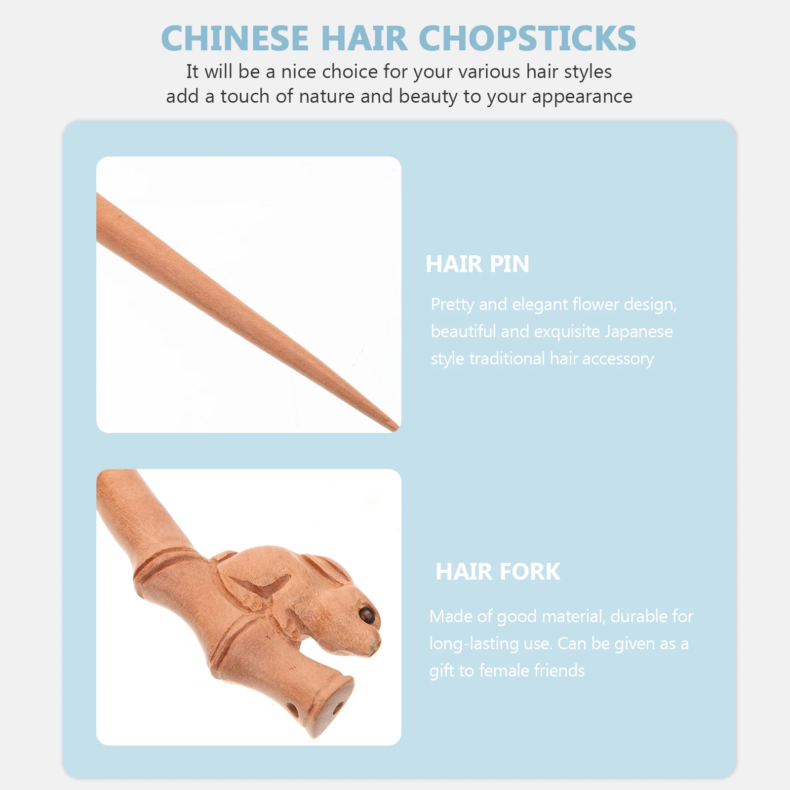

Rabbit Retro Wood Stick Chinese Style Vintage Hair Chopstick For Hanfu Elegant Chignon Clips Buns Decorations Durable Smooth