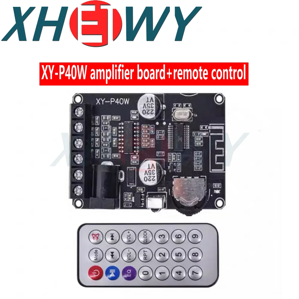 XY-P40W High Power Digital Amplifier Module Boards DC5-24V Stereo BT5.0 With Volume Control and Remote Control 40-200W