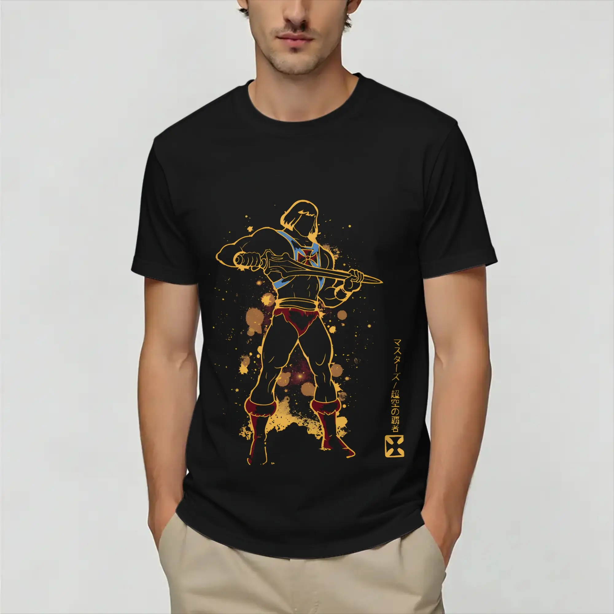 Cooles H-He Mans Starry T-Shirt für Herren, O-Ausschnitt, reine Baumwolle, kurzärmelig, einzigartige Kleidung