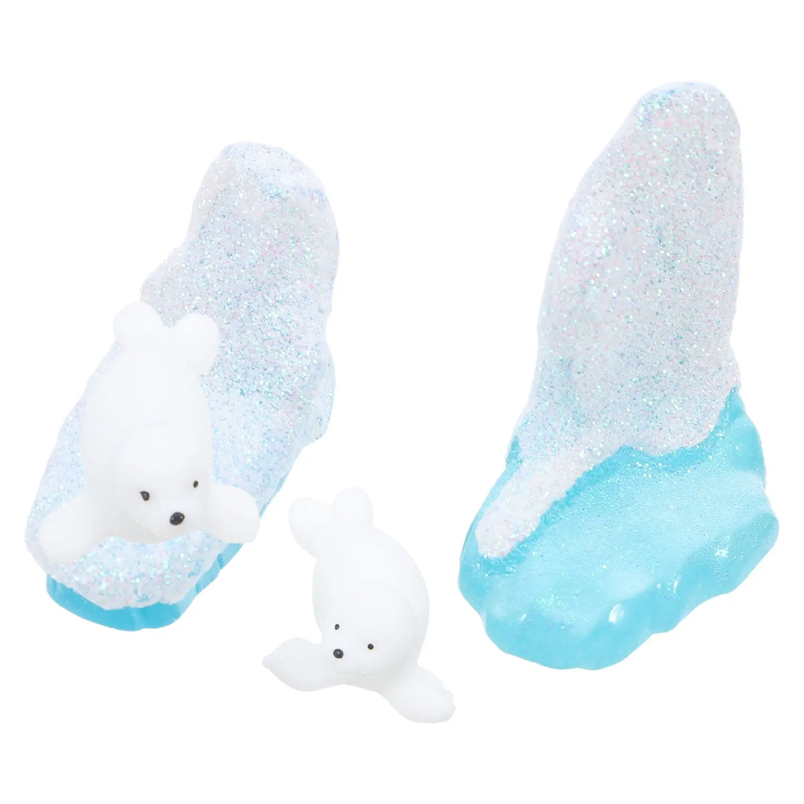 4Pcs Resin Mini Seals and Iceberg Figurines Micro Landscape Decorations Fairy Garden Accessories Tiny Polar Landscape Ornament