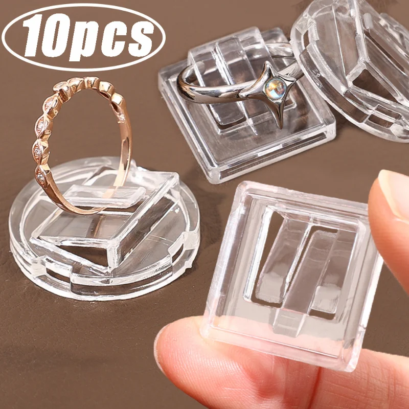 Mini Clear Rings Display Rack Plastic Round Jewelry Storage Strand Bracket Showcase Shopwindow Display Racks Storage Organizer