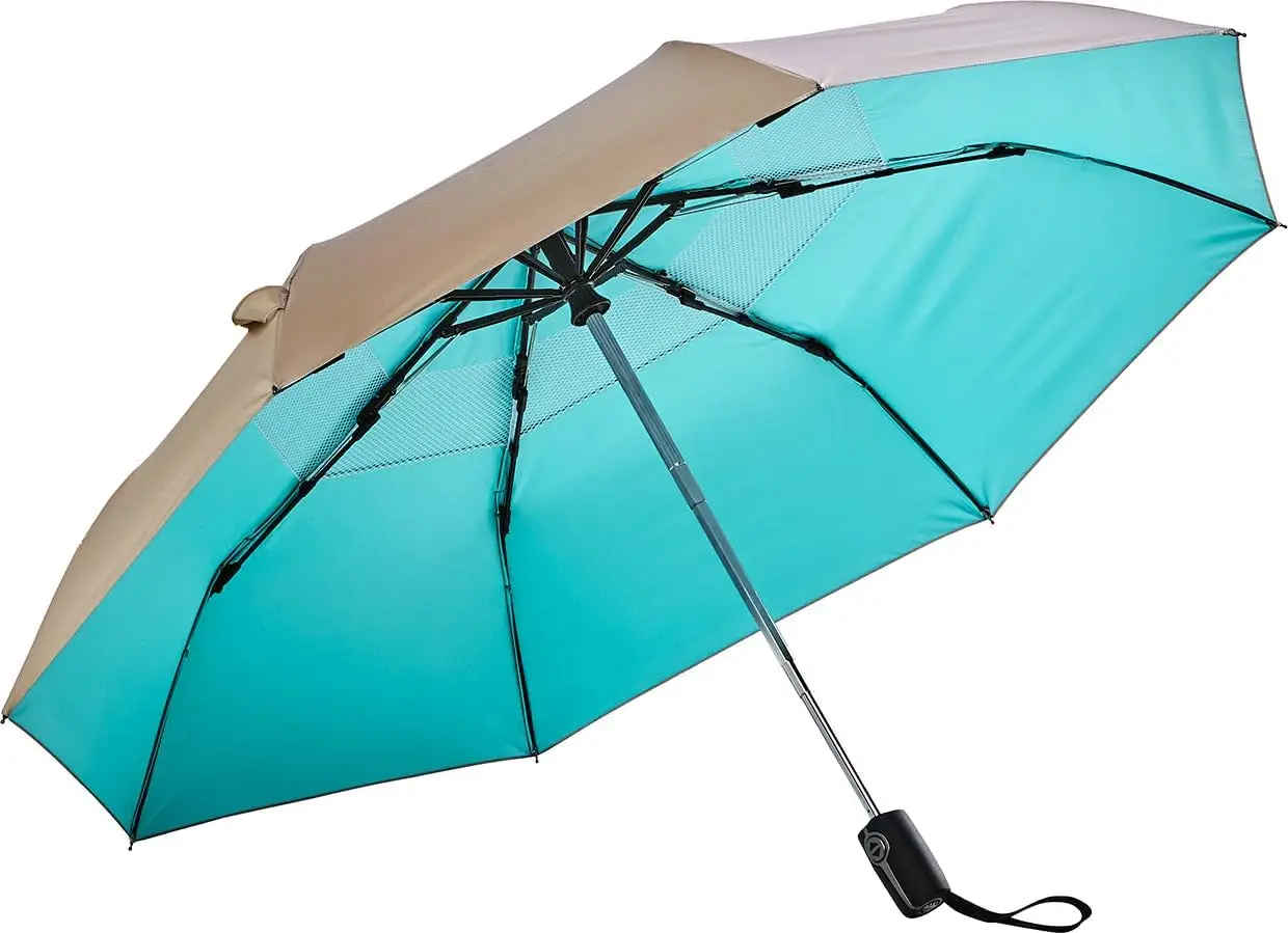 

UPF 50 + 42-дюймовый дорожный Зонт Sodalis-Защита от солнца (один размер-Золотой/цвет морской волны металлик)