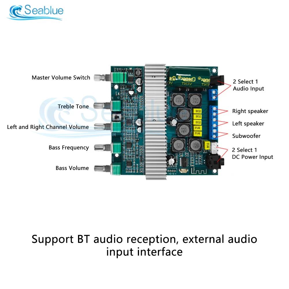 DC12-24V TPA3116 Subwoofer Wzmacniacz Audio Board 2.1 HiFi Amplificador USB DAC Bluetooth 5.0 Wzmacniacze mocy 250W 50W 100W