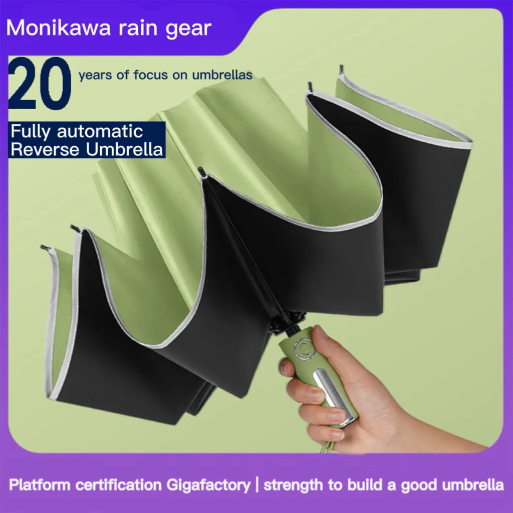 

10-Rib Automatic Foldable Reverse,Thickened Reinforced Windproof UV,Car Commuter Portable Umbrella,Birthday New Year Xmas Gift