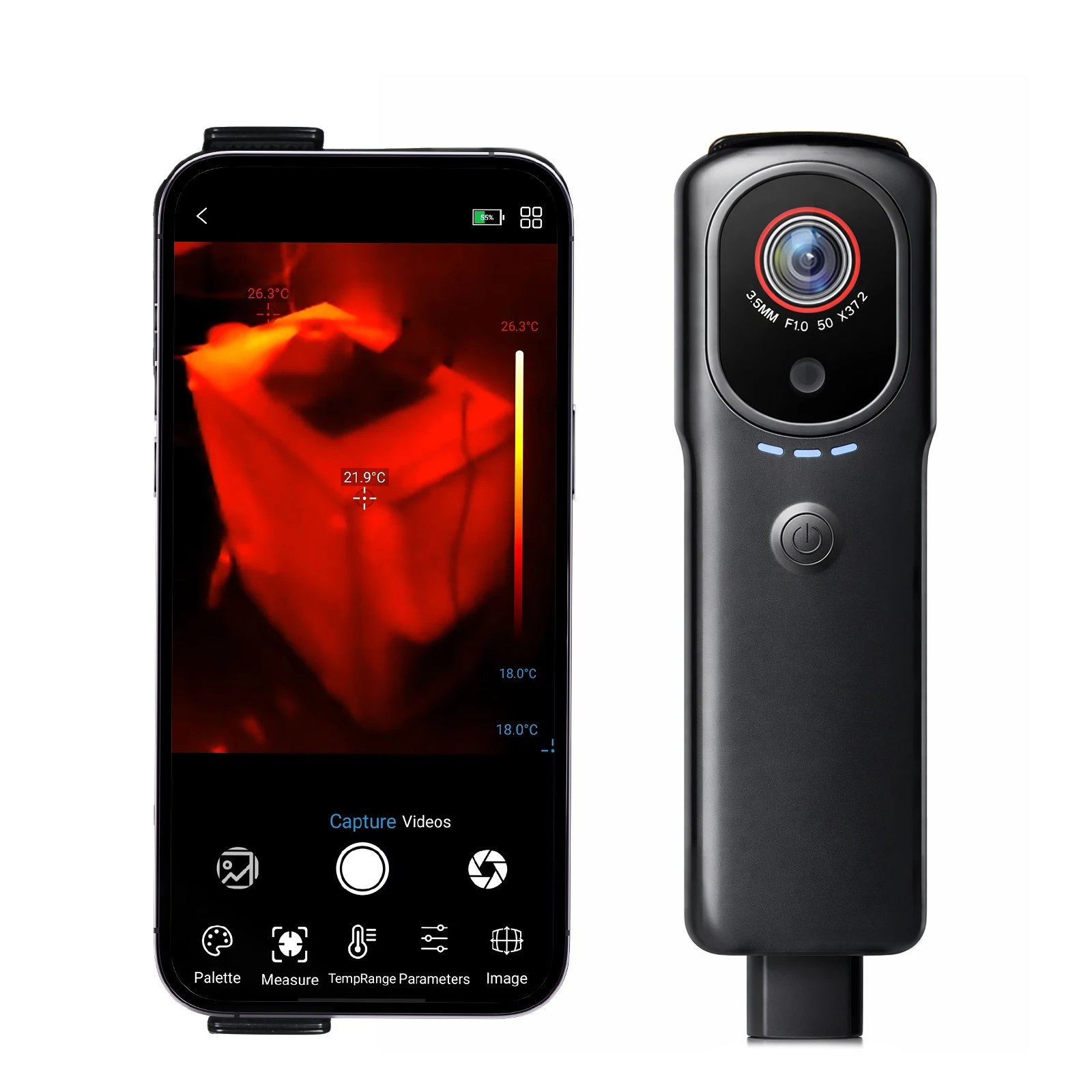 Wireless Thermal Imaging Camera, 256×192 IR Resolution, 25Hz Frame Rate, -20~550°C Temperature Range, Thermal Imager HP-YXI265
