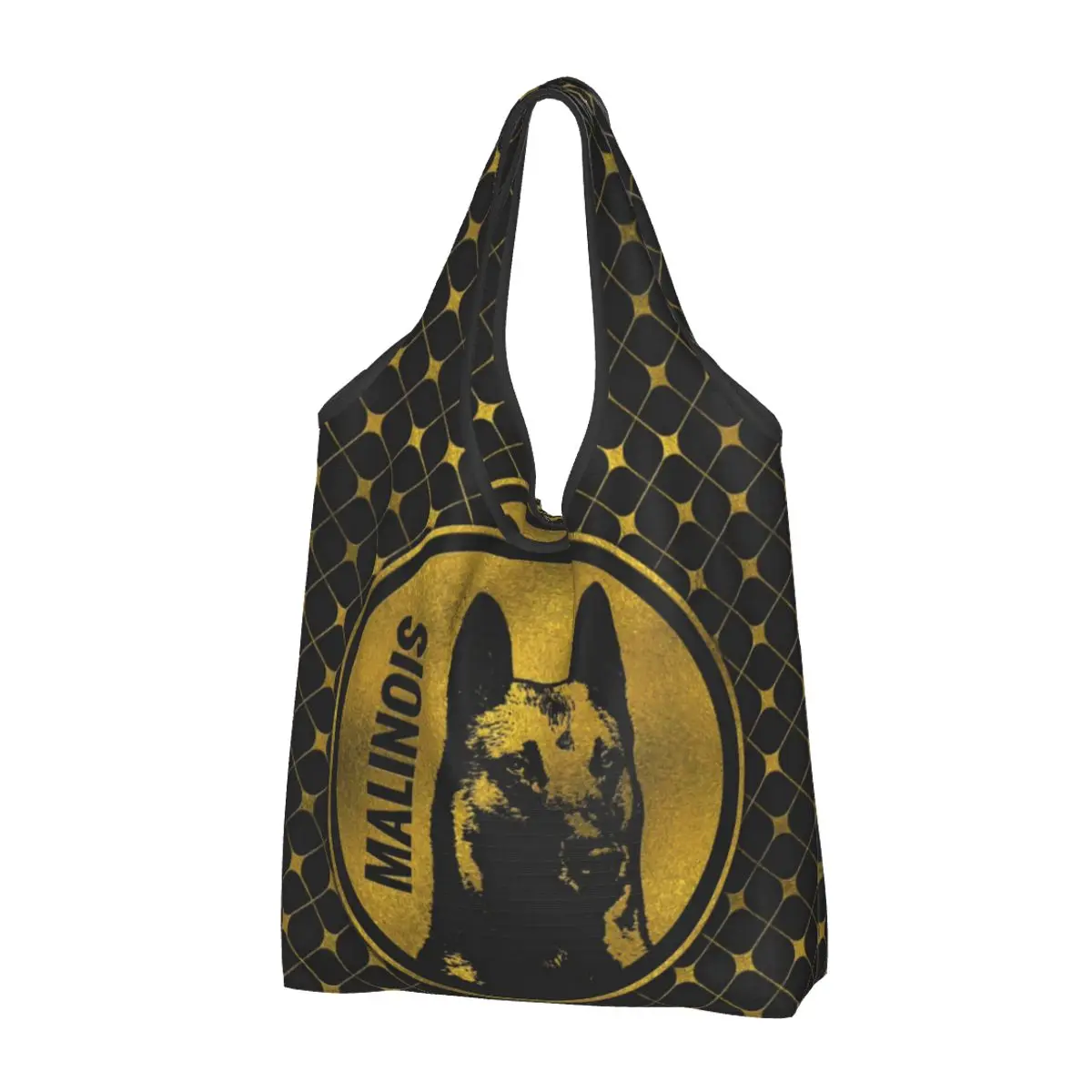 Funny Printing Golden Belgian Malinois Tote Shopping Bag Portable Shopper Shoulder Mechelaar Maligator Puppy Handbag