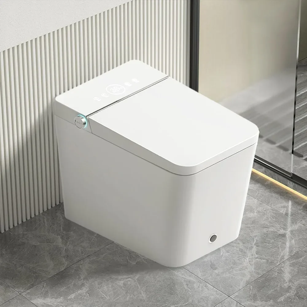 

Smart Toilet, Tankless Toilet with Foot Touching Lid Opening, Auto Lid Closing and Flushing, Digital Display, Toilet Smart