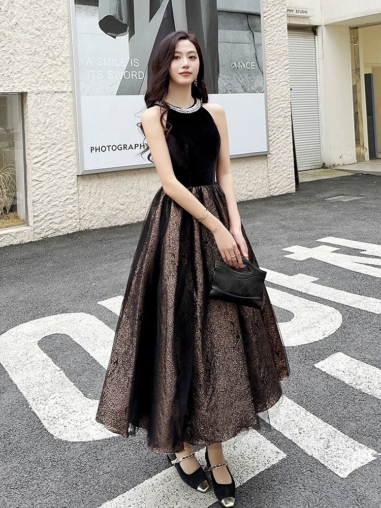 

Bla Evening Dr Ele Adult Ceremony High-End Sensation Lightweight Luxury Host Korean Sle Diamond Decorated ...