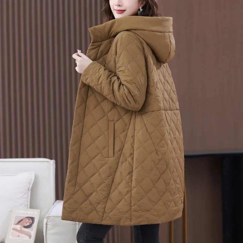Women's Winter Parka 2023 Fashion Temperament Mom Loose Down Cotton Jacket Ladies Coat Hooded Mid Length Version Female Jacket