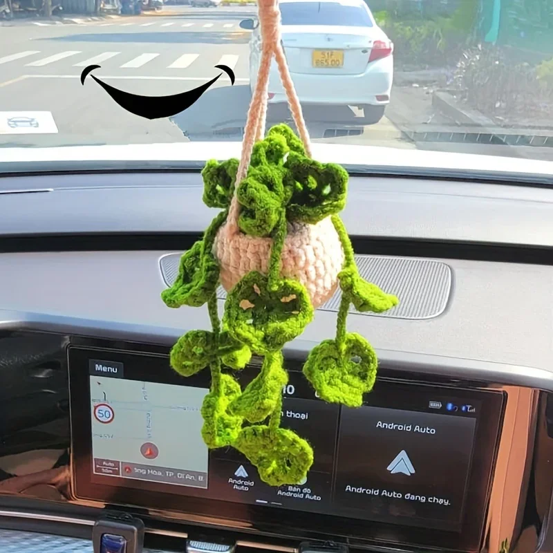 

Car ornaments Butterfly car hook knitting wool handmade strawberry car hanging DIY weaving low-key elegant ornaments.