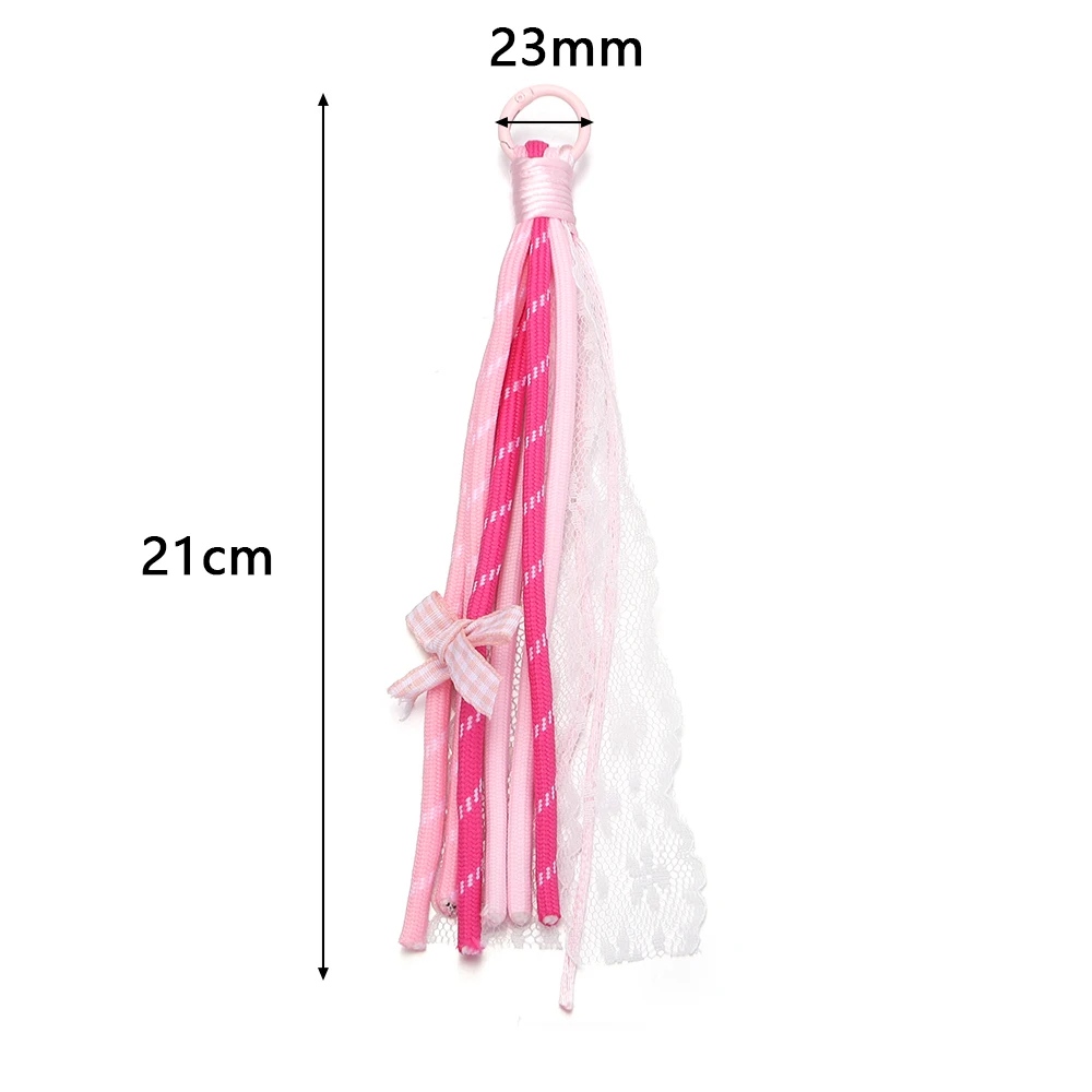 2pcs 21cm Lace Braided Lanyard Rope Colorful Bows Flower Design Keychain Cord For DIY Pendant Phone Chains Keychains Accessories