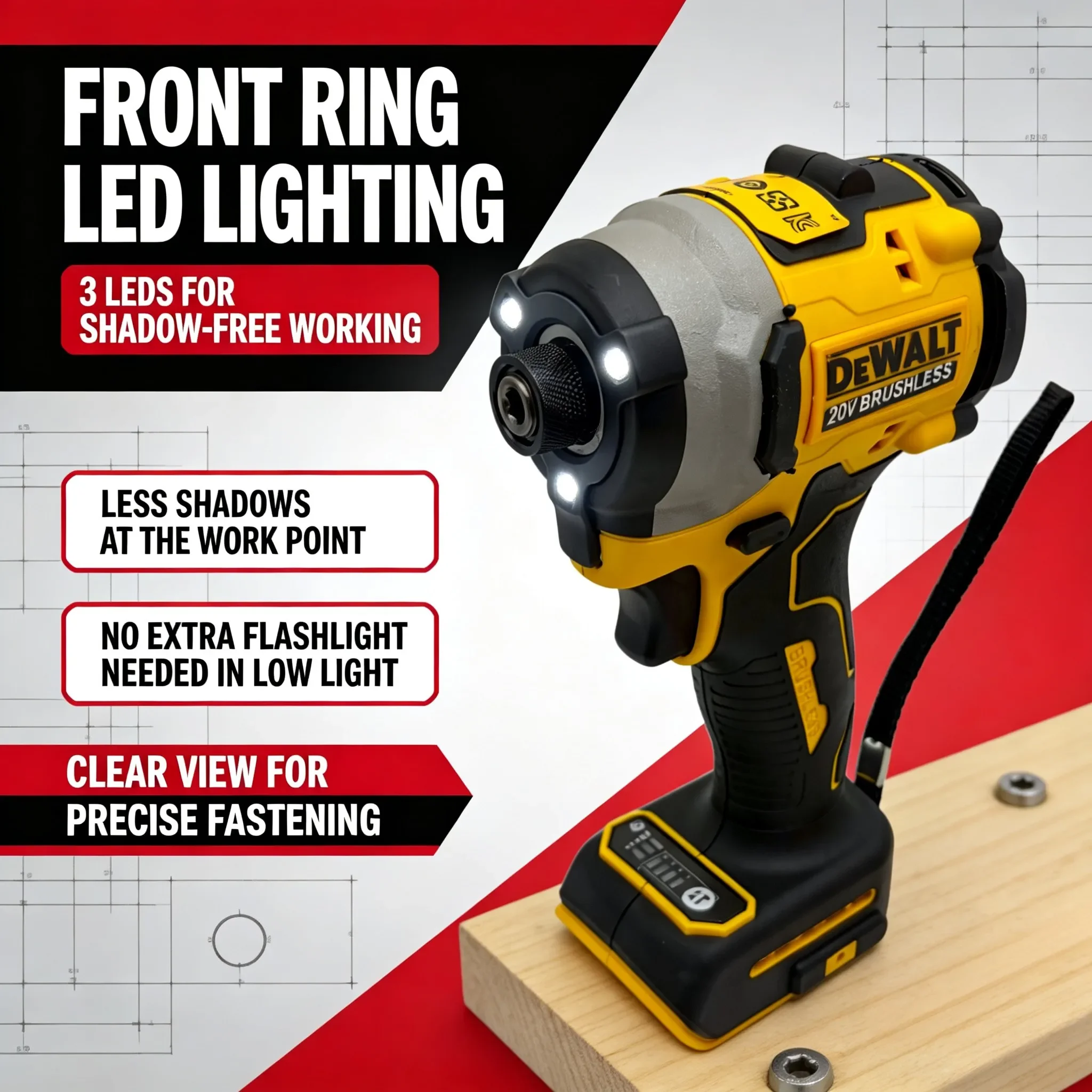 DEWALT DCD850 20V Brushless Cordless Electric Drill, Rechargeable Multi-Function Impact Screwdriver Hand Power Tool