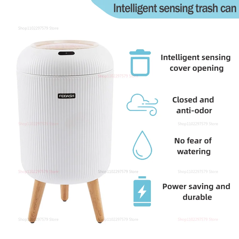 Lixeira automática com tampa, lixeira elétrica inteligente, à prova d'água, reciclagem, para cozinha, banheiro, escritório, plástico durável