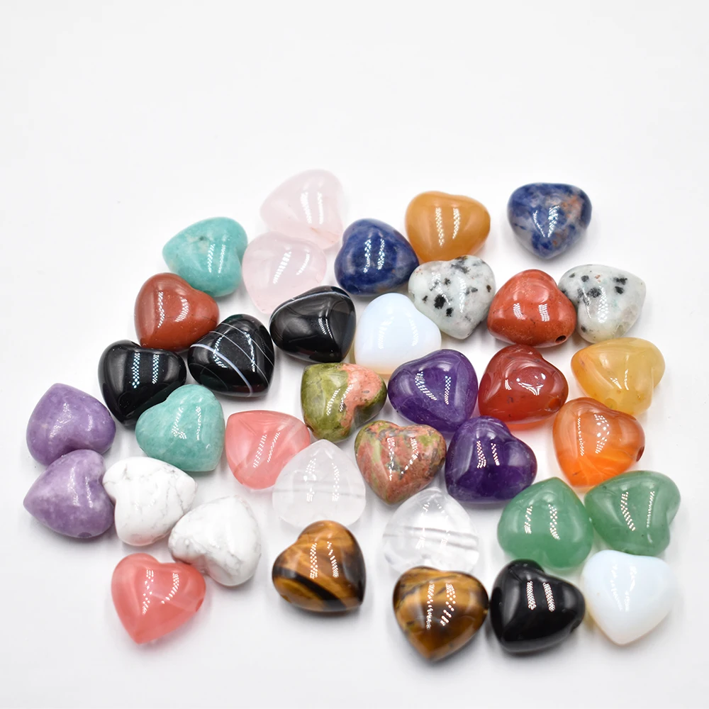 Wholesale 20pcs/lot good quality  natural stone mixed have Porous heart pendants 15mm for jewelry making free shipping