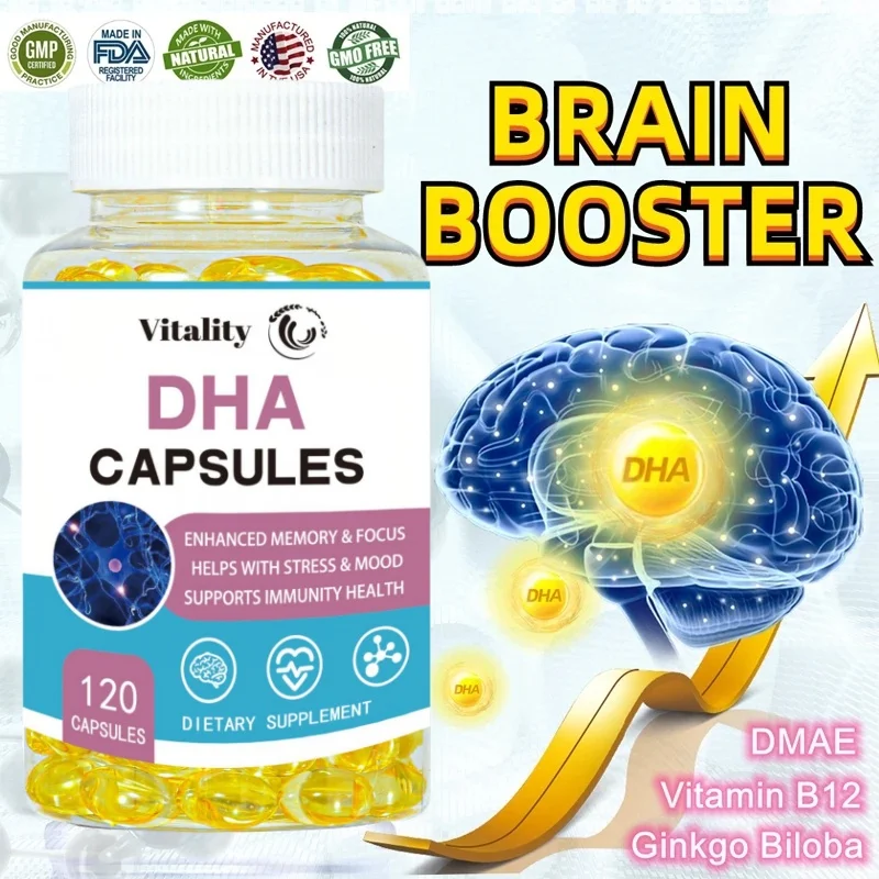 

Vitality High IQ Brain Booster Supplement DHA Vitamin Capsules Improve Memory Mental Focus Nerve Energy and IQ Spirit