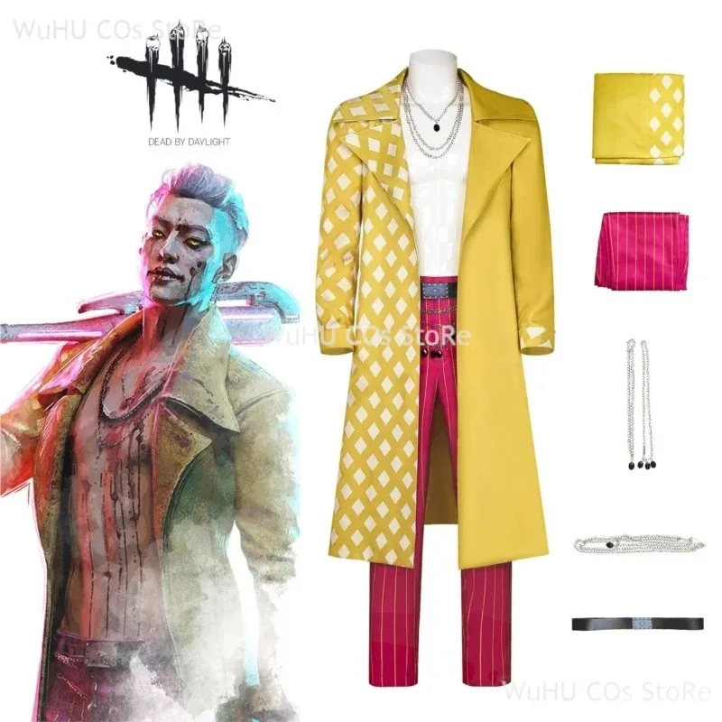

Костюмы TrickSter Giegie Ha Ji-won, униформа, игра Dead Daylight, ролевая игра, мужское желтое пальто для Хэллоуина, косплея;k6;8',