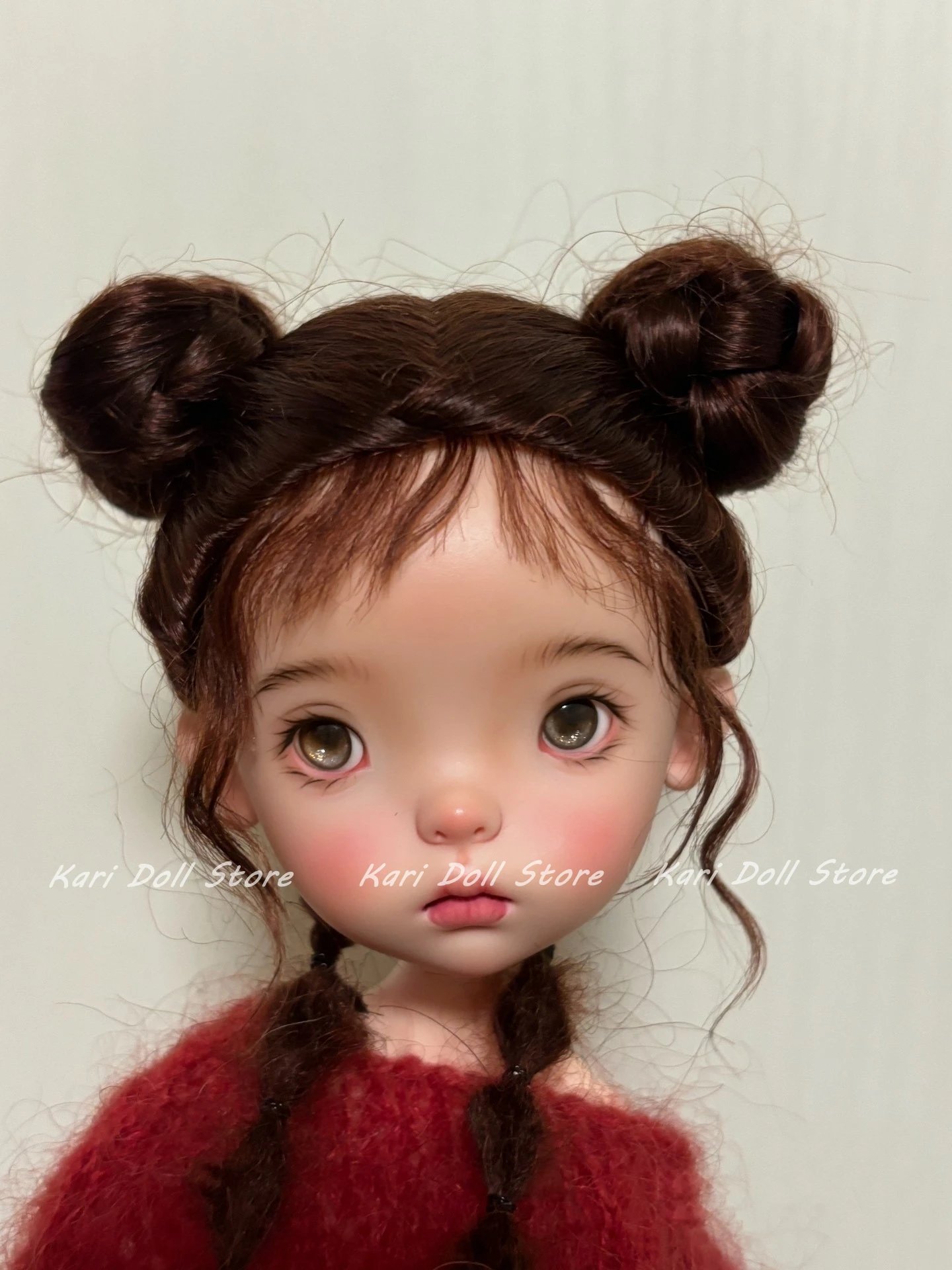 2026 Kari Doll Natural Hard shell Double meatball head mohair wig for Landazz Landoudou Doll 16cm head circumference