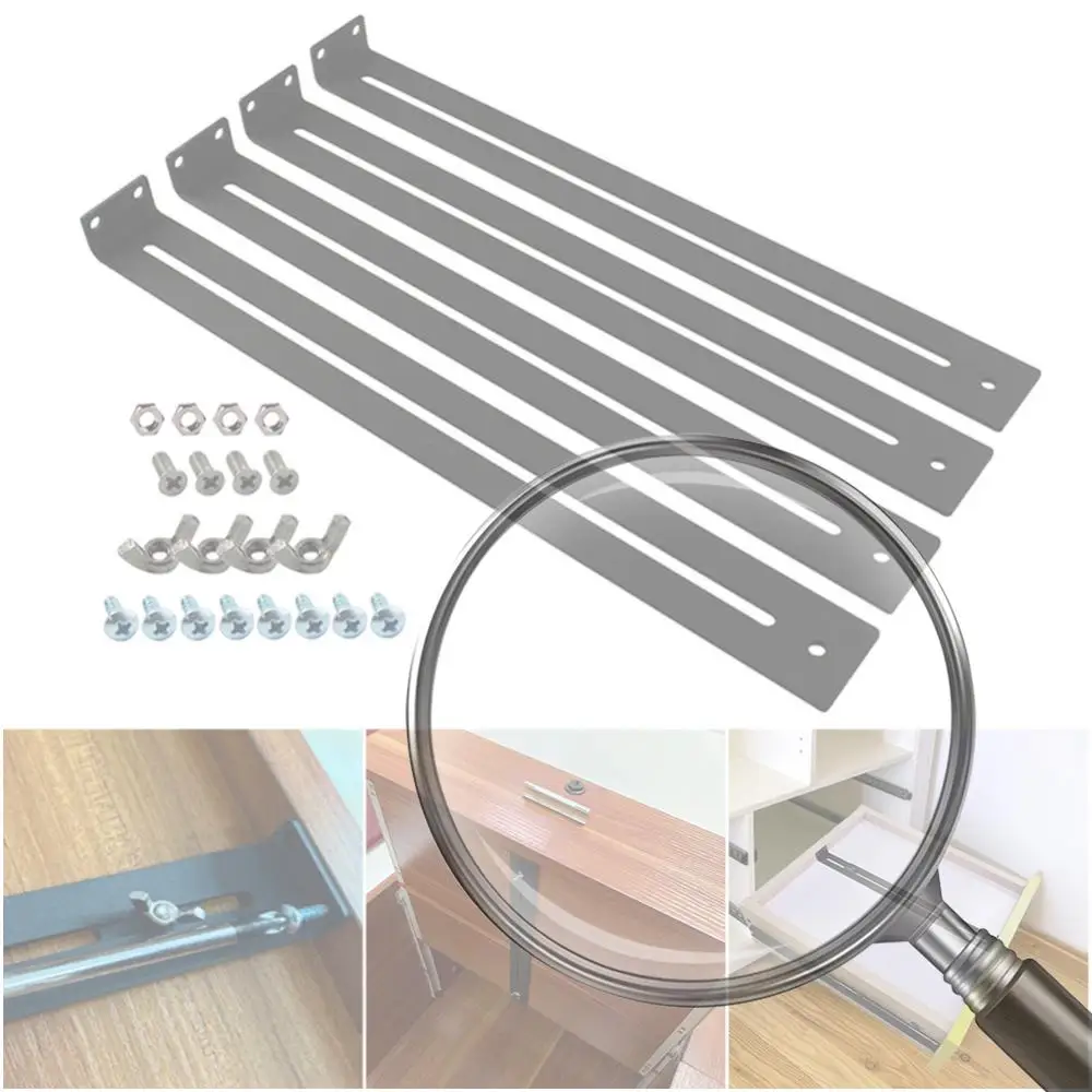 

4pcs Drawer Repair Kit with Screws Furniture Repair Accessory Bracket Bottom Support Tool Set for Wooden/Chipboard/MDF Drawers