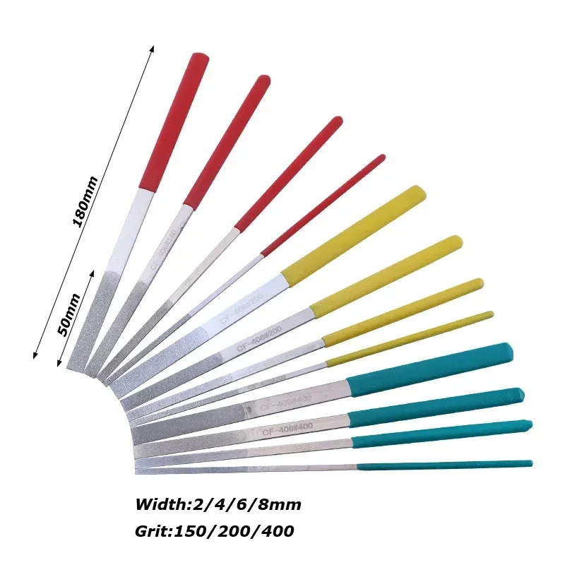 12pcs Diamond Needle Flat File Set CF-400 for Jewelry Ceramics Wood Carving Polishing Repair  Mold Trimming DIY Hand Tools