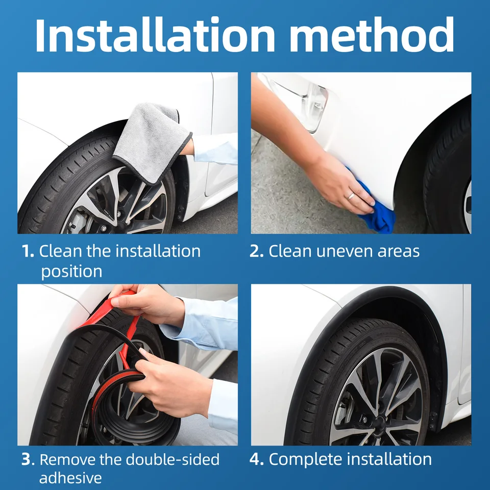 4 Pièces Élargisseur De L'aile De Voiture, Universel Voiture Fender Arche De Garde Boue Evasement De Roue 80cm Roue Avant Arriere Protege Boue De Voiture Pour Voiture Suv Tout Terrain 92319795