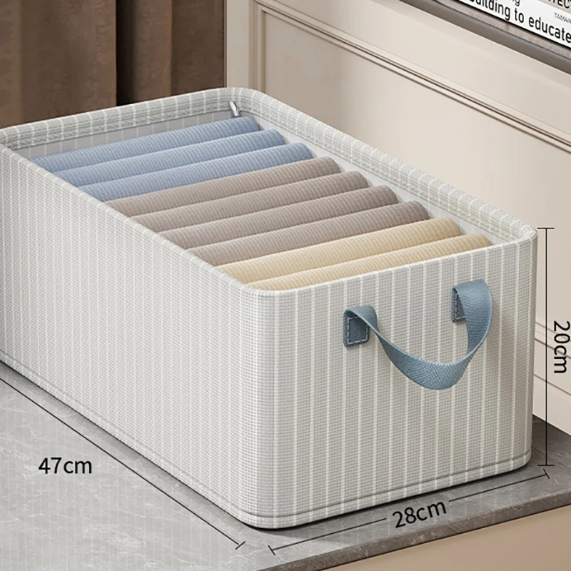 Large Capacity Thickened High Quality Striped Clothes Storage Box Foldable Household Pants Wardrobe Organizing Box