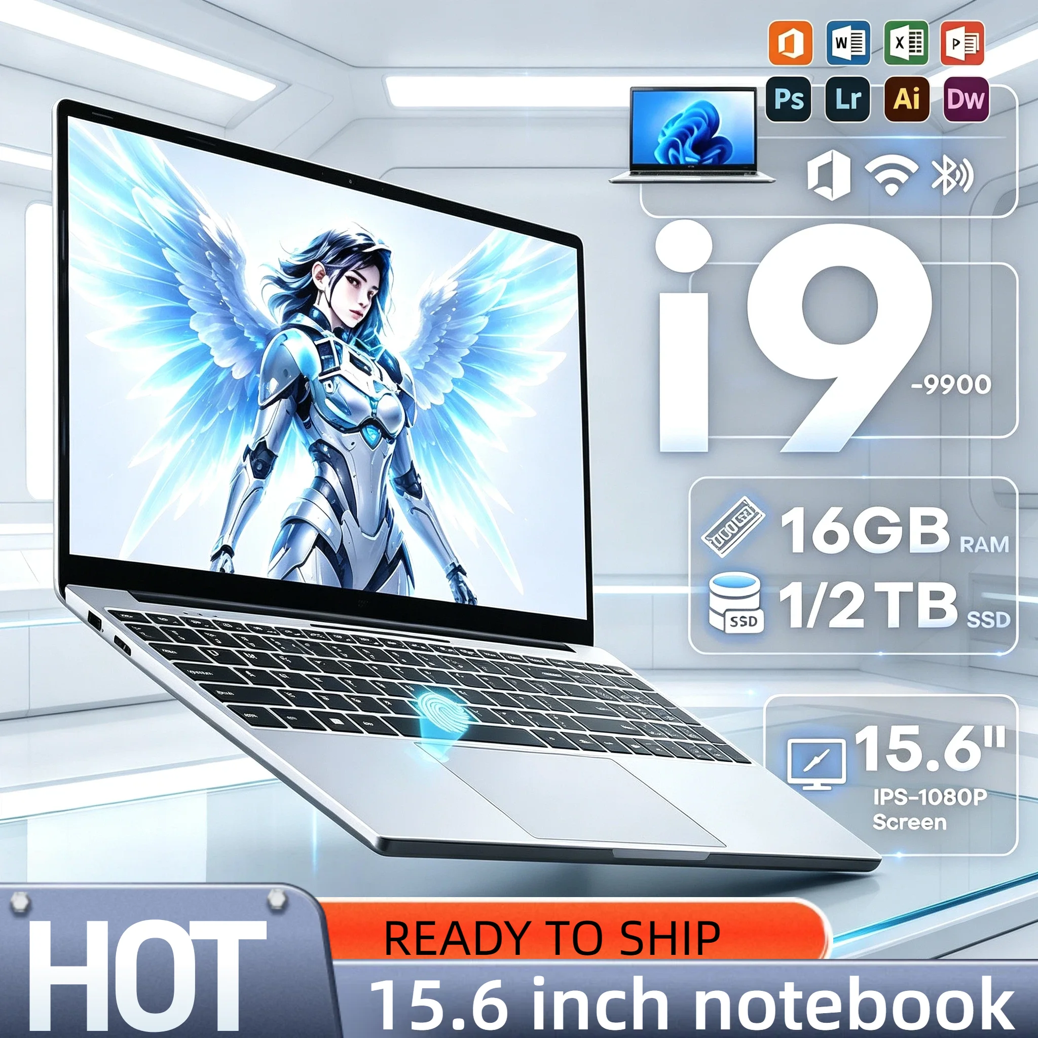 Intel Core i9 9900 Slim Ultra 15.6 Inch Laptop 32GB RAM 512GB 1TB SSD 8C16T 5GHz Gaming Notebook 1920x1080 Office Core