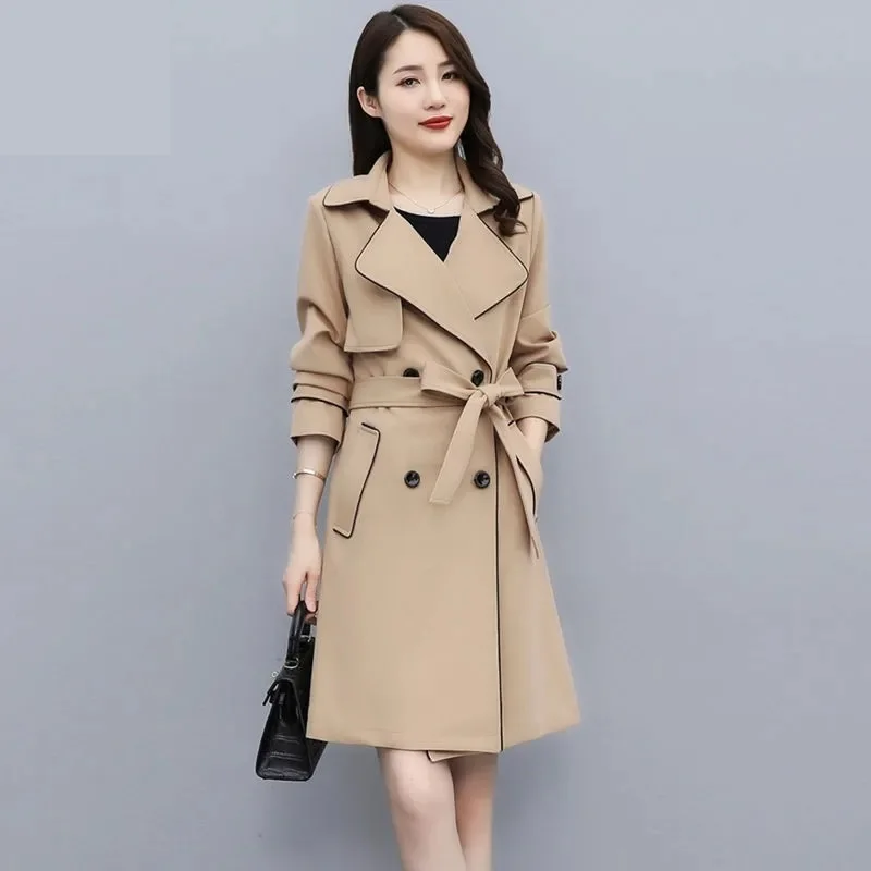 2026 Spring Trench Coat for Women Streetwear Double Breasted Coats Female Chic Office Coat Ladies Outerwear Gabardina Mujer