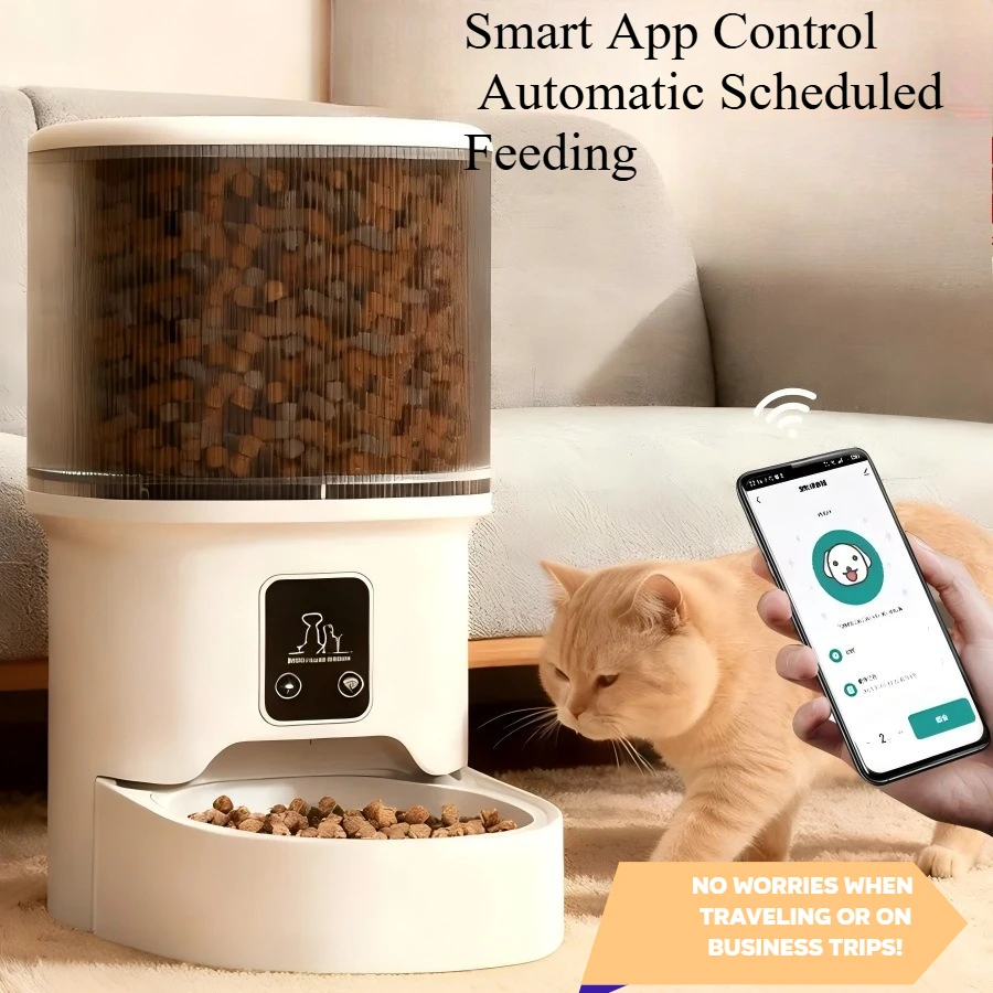 HD Smart Pet Feeder 4L Automatic Cat Dog Feeder with APP Remote Voice Control Timed Scheduled Feeding Auto Pet Food Dispenser
