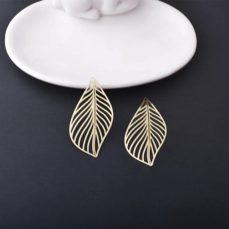 20 Stück AB2697 Schmuck 14k Goldblatt-Anhänger Bemalte Blätter Anhänger DIY Damen Ohrring Zubehör – Detail 7