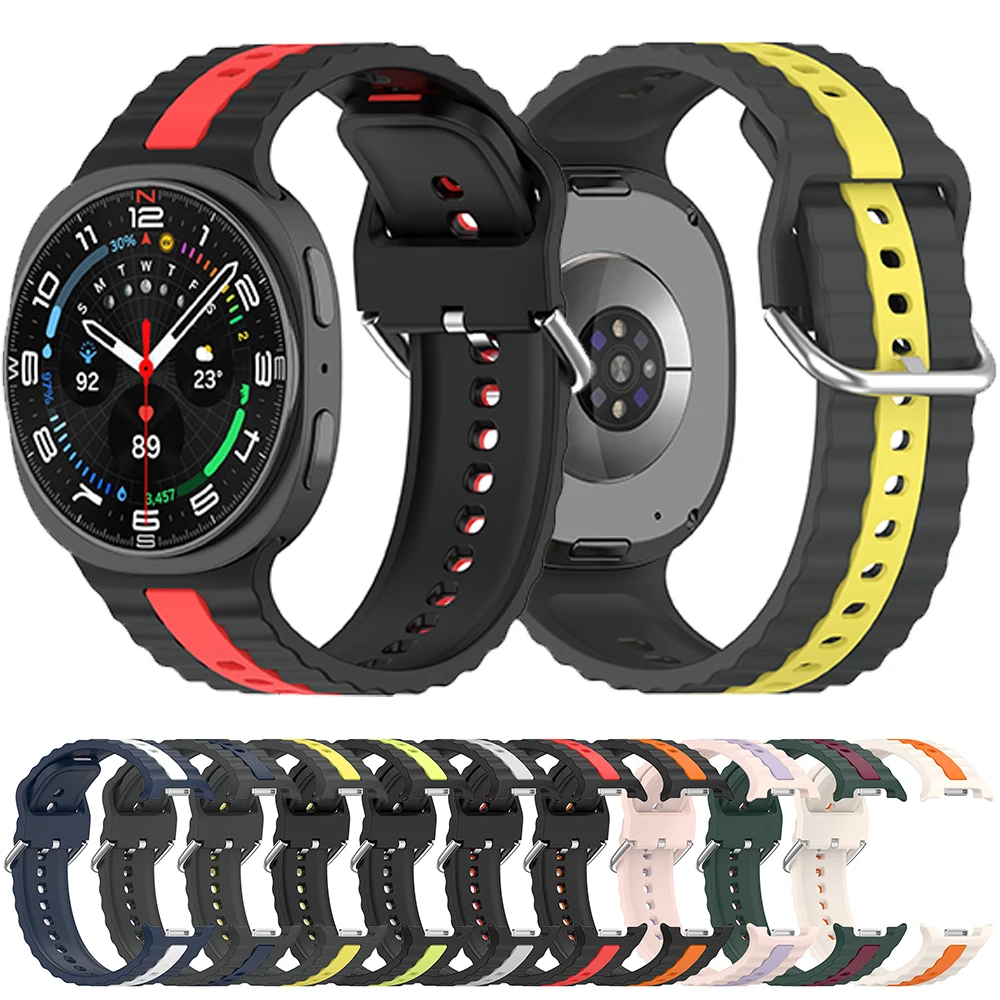

Two-tone Silicone Strap for Samsung Galaxy Watch 8 44mm 40mm Original Bracelet Belt Correa for Galaxy Watch 8 Classic 46mm Band