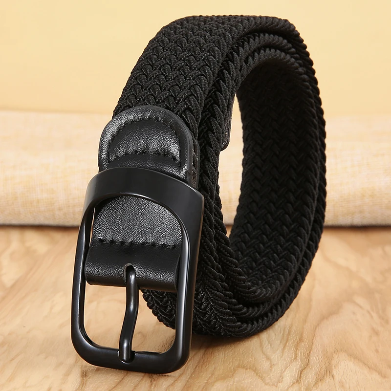 Non-hole Punch-free MEN'S AND WOMEN'S Woven Belt Elastic Stretch Canvas Belt Female Korean Style Versatile Student Pants Belt, image 7
