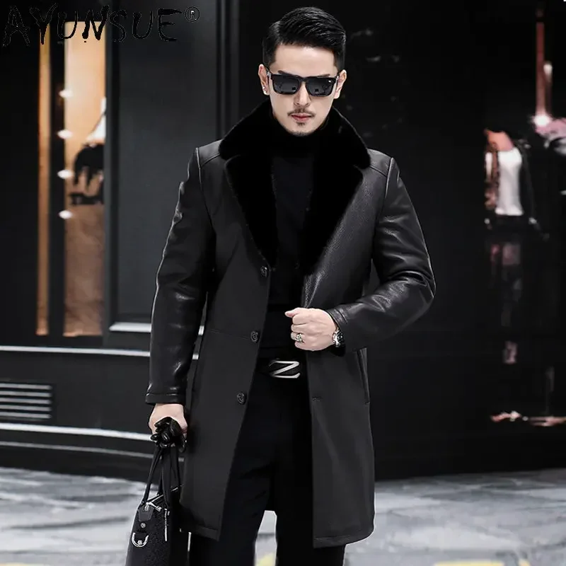 Genuine Deerskin Leather Jacket Men Winter Jackets 2025 Mink Fur Liner Coats Leather Coat Warm Clothes Jaqueta SGG723