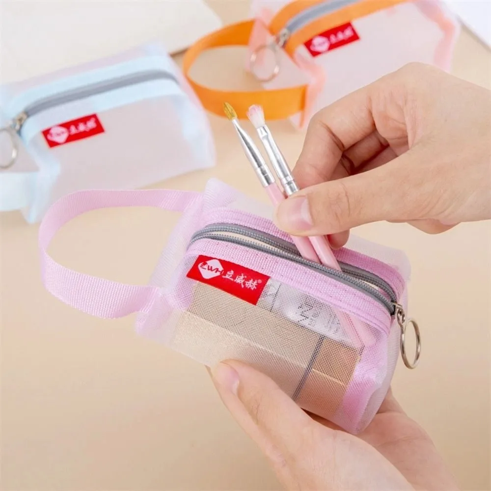 تغيير حقيبة التخزين حقيبة شبكية شفافة أحمر الشفاه حقيبة مستحضرات التجميل حقيبة صغيرة العنصر محفظة صغيرة للعملات المعدنية كابل البيانات حقيبة التخزين