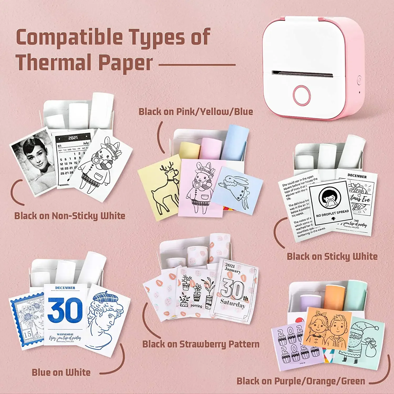 Phomemo-autoadesivo adesivo transparente, papel térmico para T02 M02X, etiqueta pegajosa, textos de fotos DIY, notas de estudo, impressão, 3 rolos