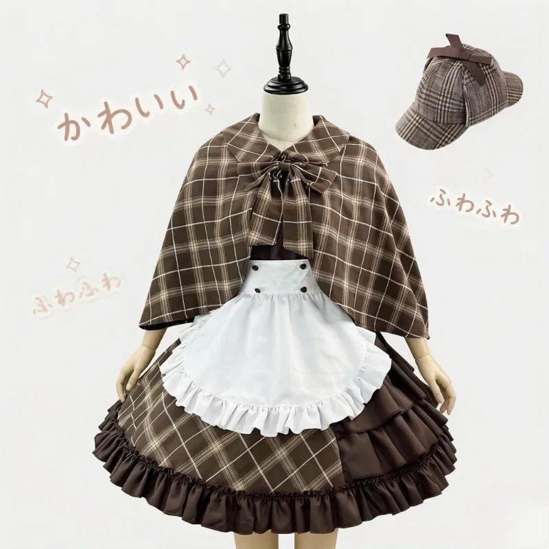 

S-5XL Detective Maid Costume Lolita Dress Vintage Cosplay Uniform Gothic Style Party Gown Plus Size Retro Outfit Anime French