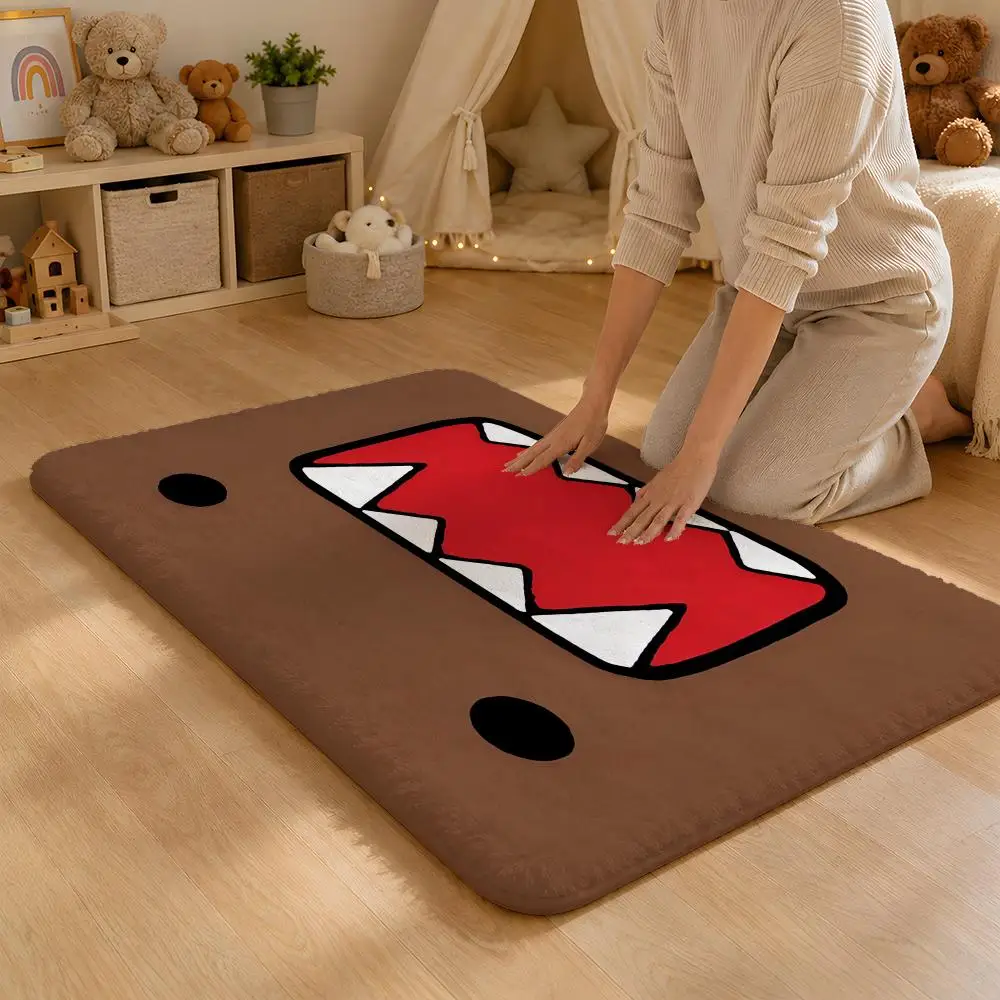 D-Domo Kun Face Floor Mat Flannel Rug Non Slip Absorbent Soft Washable For Entryway Hallway Bathroom Kitchen Decor