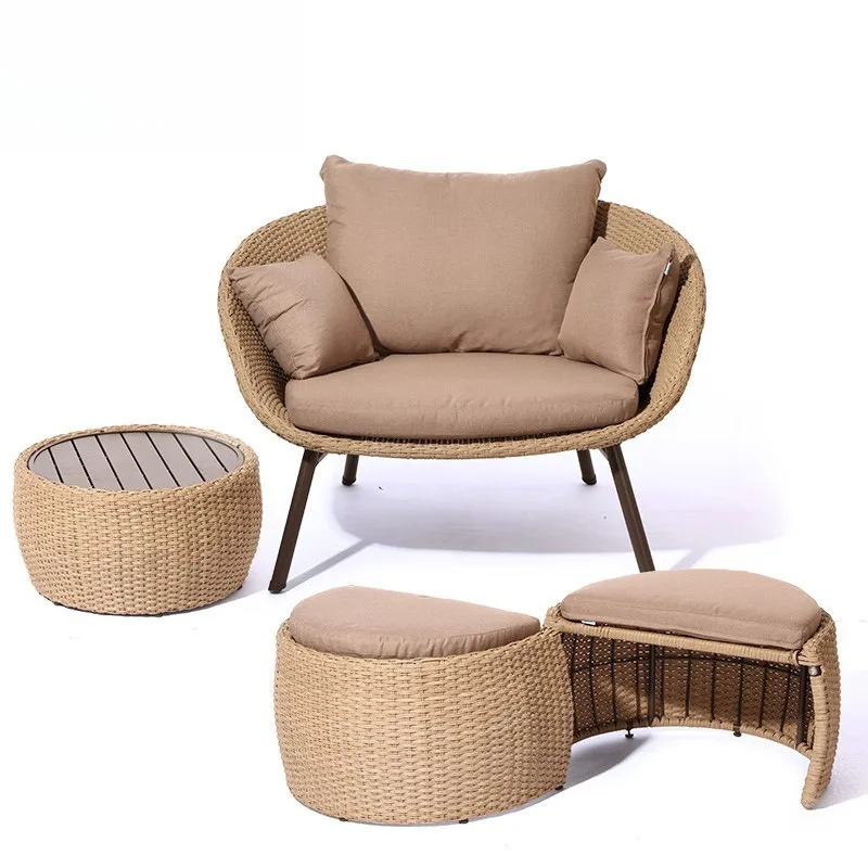 Outdoor furniture courtyard living room double recliner bed and breakfast terrace rattan chair outdoor balcony rattan sofa tea t
