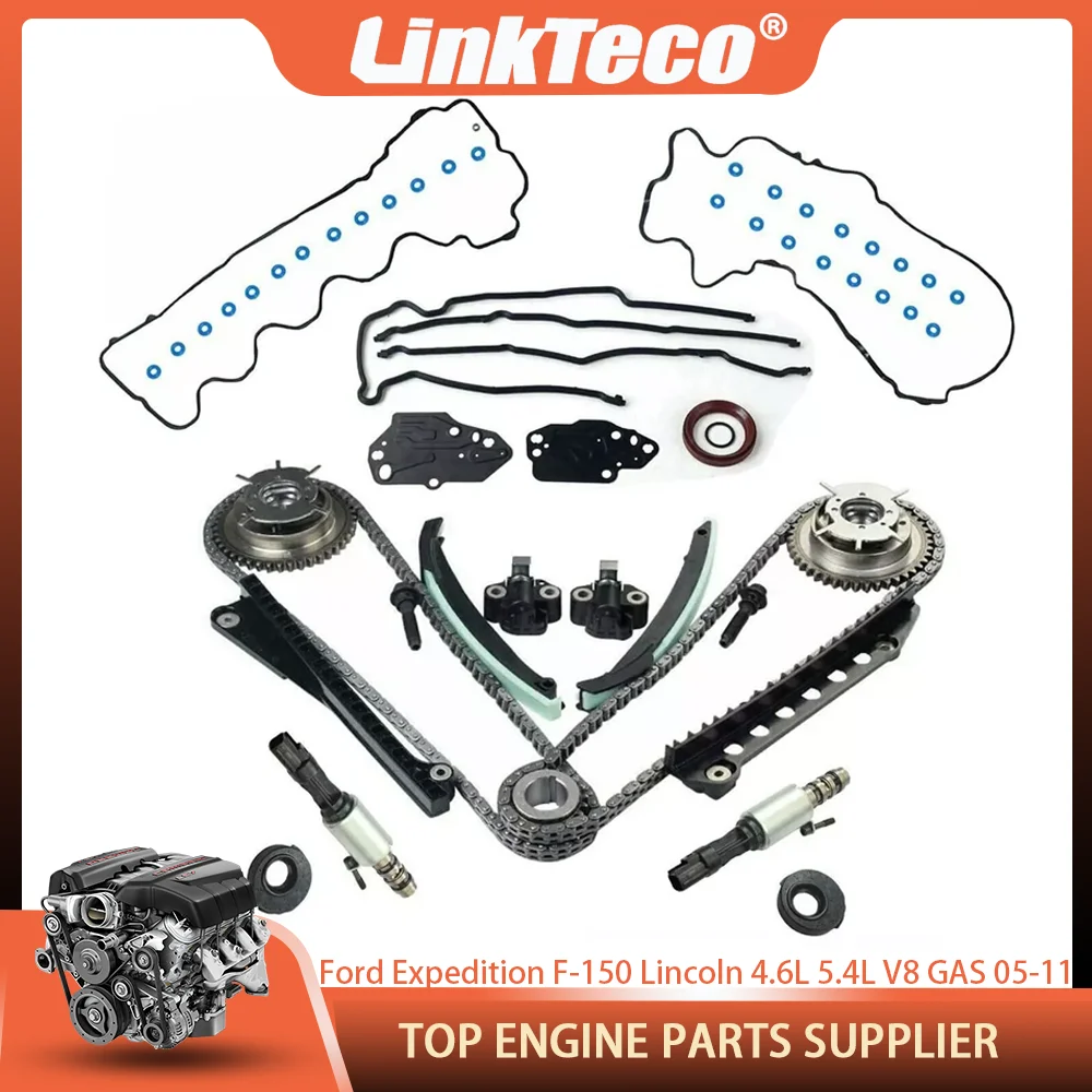 Timing Chain Kit+Cam Phasers+VVT Valves For Triton 3V Ford Expedition F-150 F-250 F-350 Lincoln 4.6L 5.4L V8 GAS SOHC 2005-2011