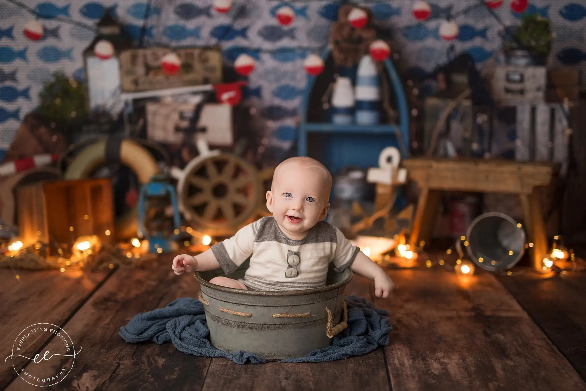 Go Fishing Photography Backdrop Fishing Net Kids Baby Cake Smash Photocall Decors Child Boys 1st Birthday Studio Backgrounds