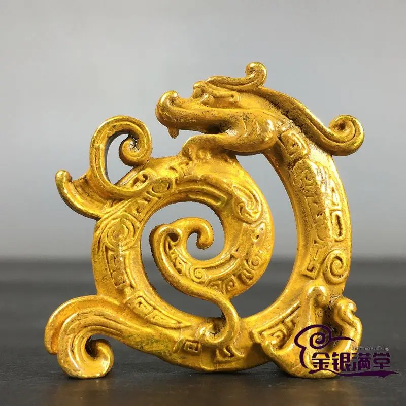 Gilt Curling dragon Ornament Decoration Tea Pet Figurines Desk Decor Accessories