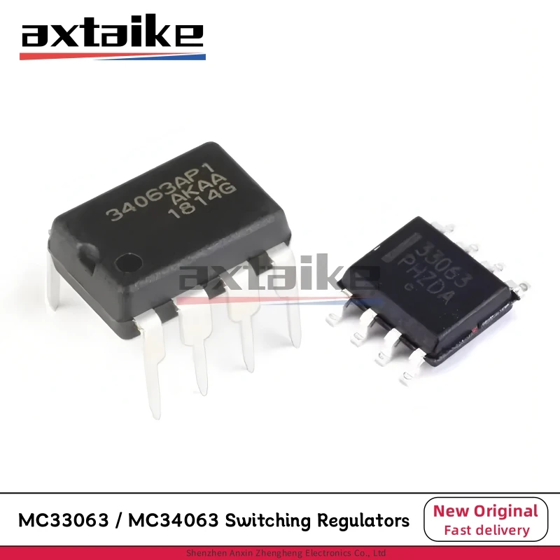 

10PCS MC34063 MC33063 SOP8 DIP8 MC34063ADR2G 34063 33063 34063AP1 MC34063AP1G SMD Step-Up Down Inverting Switching Regulators IC